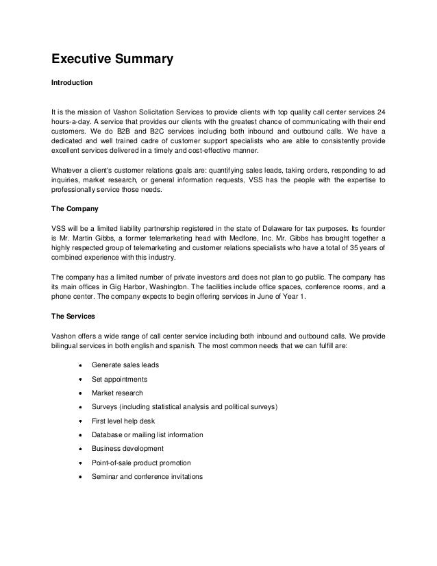 Business plan for help desk